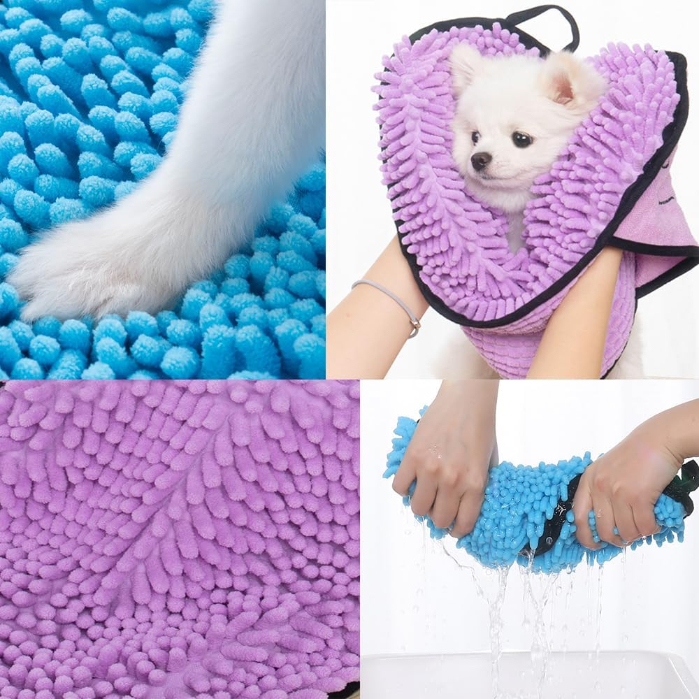 Caiyuangj Pet Bath Towel, Pet Towel, Microfibre Pet Bath Towel, Microfibre Towels for Dogs Cats, Quick-Drying Pet Drying Towel for Cats, Pets (Purple) image number 6