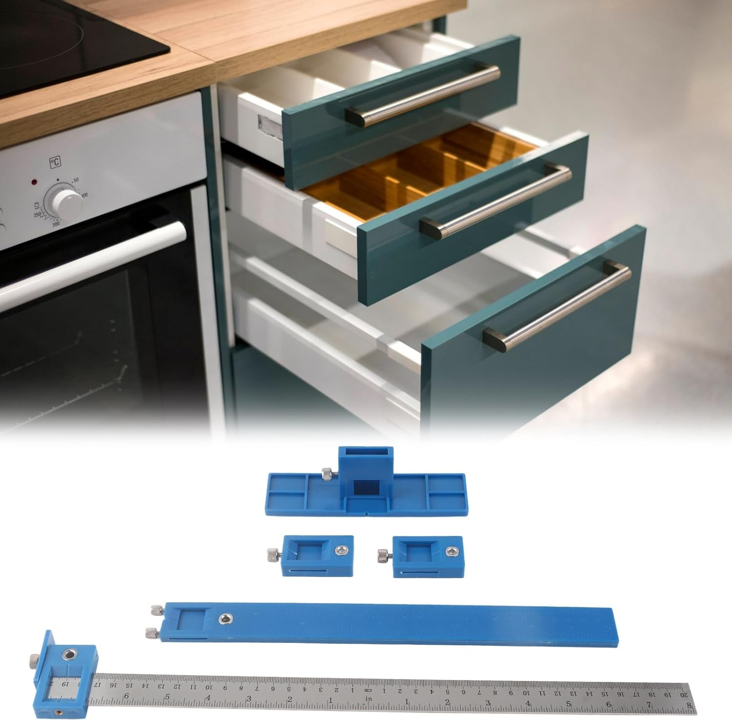 01 02 015 Cabinet Hardware Jig Tool, Punch Locator Stainless Steel ABS Adjustable for Door Handle image number 5