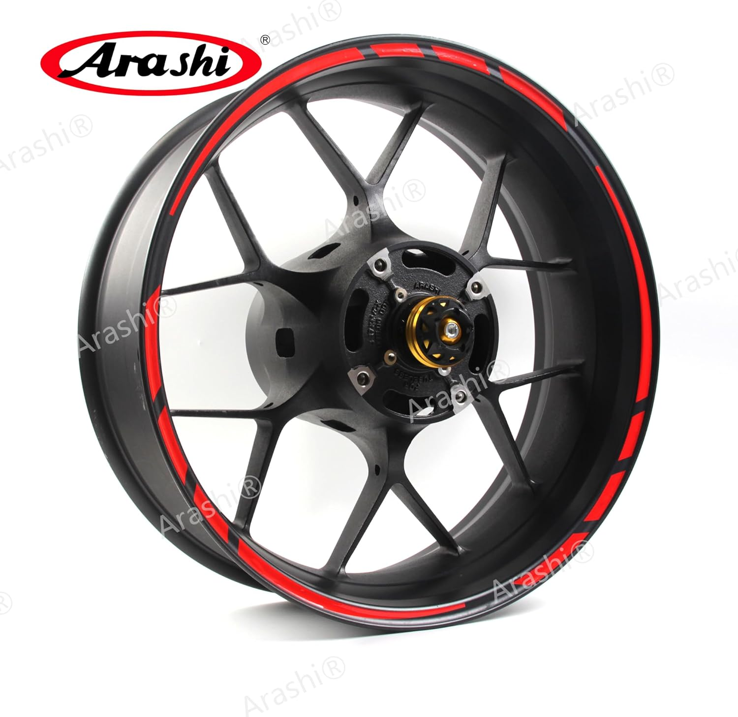 Arashi Red Wheel Rim Tapes Sticker Decal for 17" Motorcycle or Car Wheel Rims CBR1000RR CBR600RR CBR650R MT07 MT09 Daytona 675 Monster Ninja 400 250R 300 GSXR 600 750 1000 YZF R1 R6 S1000RR ZX6R ZX10R image number 4