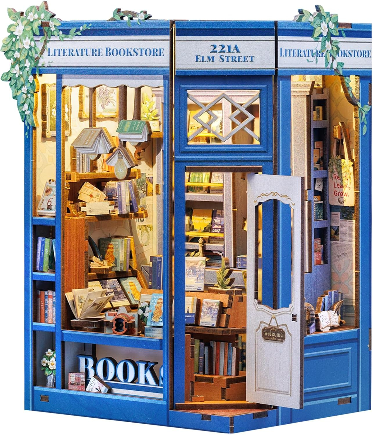 CUTEBEE Book Nook Kit - DIY Miniature House Dollhouse Kit for Adults and Teens, 3D Wooden Puzzle Booknook Build Bookshelf Decor for Family and Friends (Literature Bookstore) image number 3