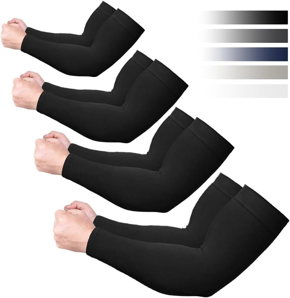 [4 Pairs ] plus Size Arm Sleeves for Women Men Youth|Upf 50 Arm Warmers UV Sun Protection Arm Cooling Sleeves, One Size Sun Protection Arm Sleeve Cover Tattoo