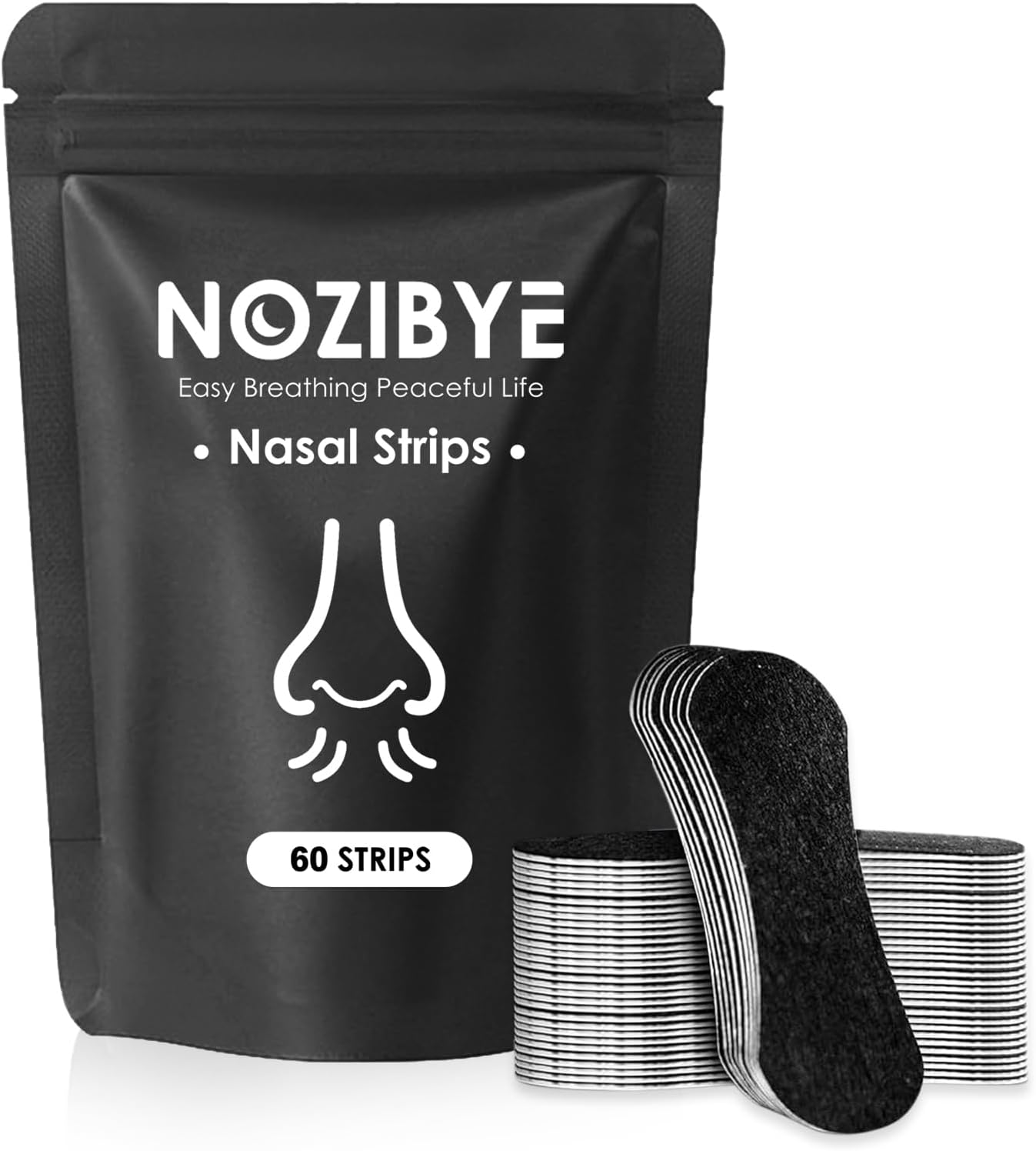 Nose Strips, anti Snore & Better Breathing (60 Count, Black) - Nose Strips for Sleeping, Nasal Strips to Stop Snoring, Clear Airways