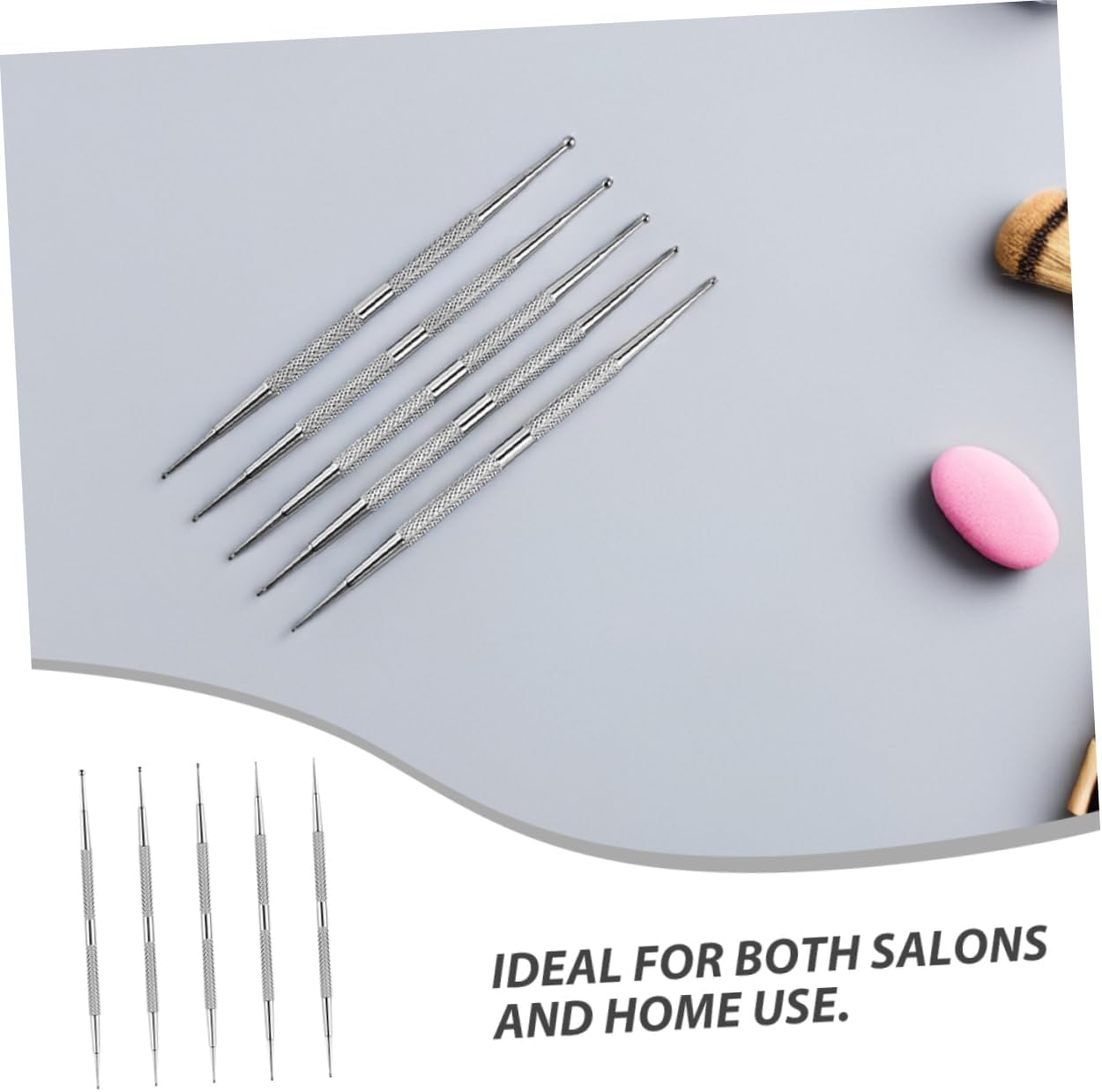 Healeved 5Pcs Nail Dotting Pen - Dual-Ended Nail Art Dotting Pen Tools Stainless Steel Manicure for Home DIY Gradient Salon Use image number 1