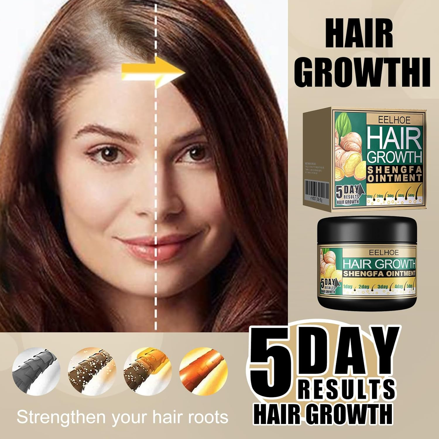 30G Ginger Hair Care Cream to Promote Hair Growth Relieving Hair Loss Scalp Massage Stimulate Hair Follicle Smoothing Care image number 4