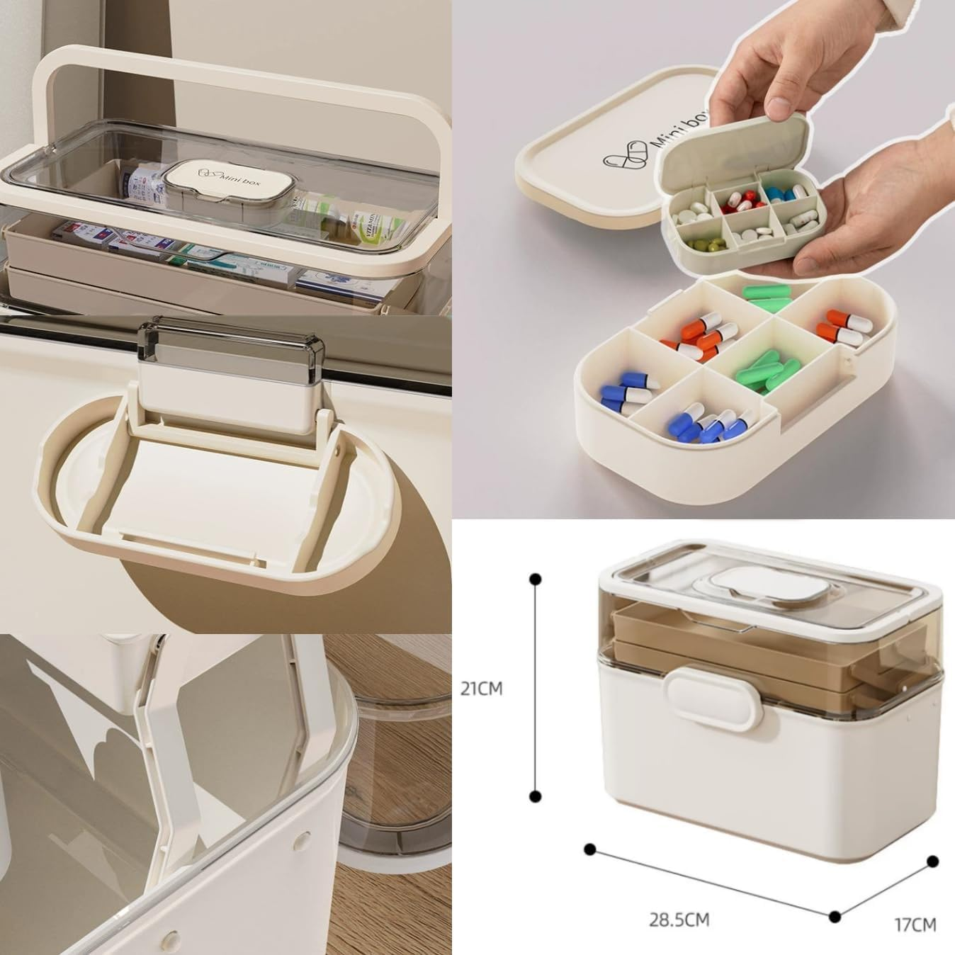 XICEN 3 Layers Foldable Large First Aid Box - Home & Work Medicine Storage Box with Lock, Portable First Aid Kit (Without Medicine) (#2-Large) - 1-Xlarge image number 4