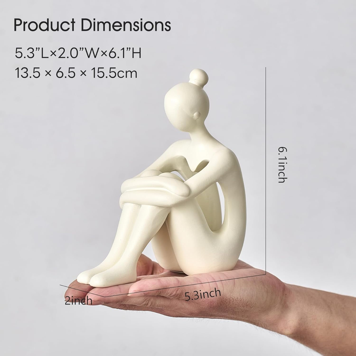 TIMEBUS Beige Thinker Statues Decor for Living Room, Modern Sculpture Shelf Decor Accents, Minimalist Abstract Figurine Decorations for Bookshelf Coffee Table Office Home Library image number 6