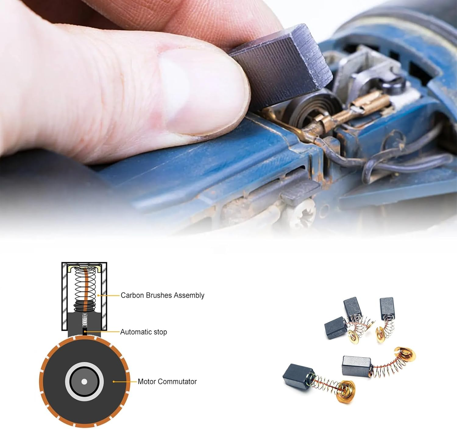 60Pcs Electric Motor Carbon Brushes 10 Different Sizes for Replacement Repair Power Tool Part