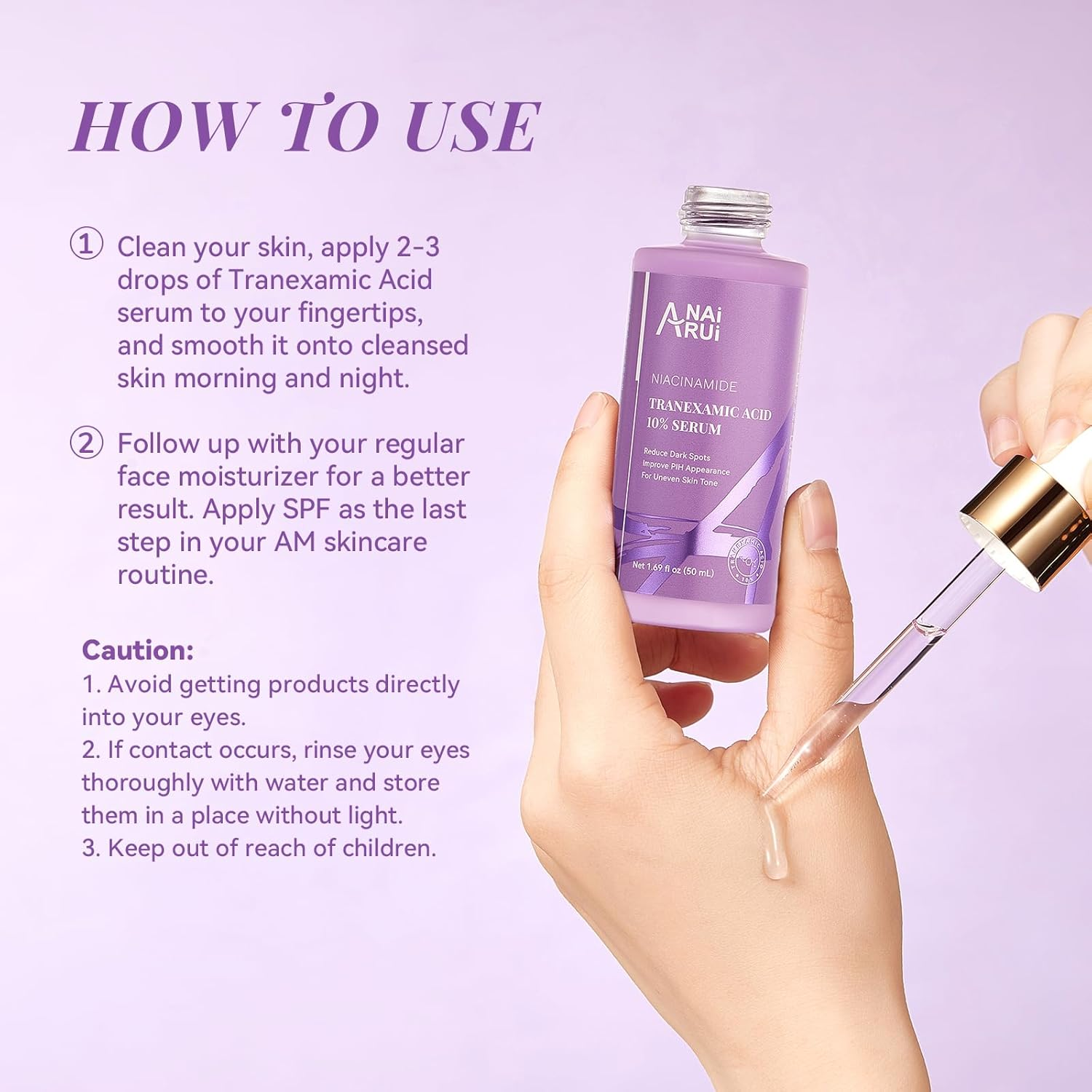 ANAI RUI 10% Tranexamic Acid Serum with Niacinamide,Kojic Acid,Ceramide, Skin Refining, for All Skin Types 1.69 Fl.Oz/50 ML