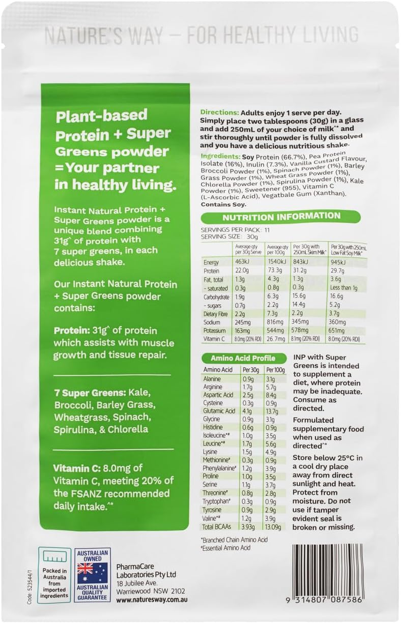 Nature'S Way Instant Natural Greens Protein Powder 350G image number 1