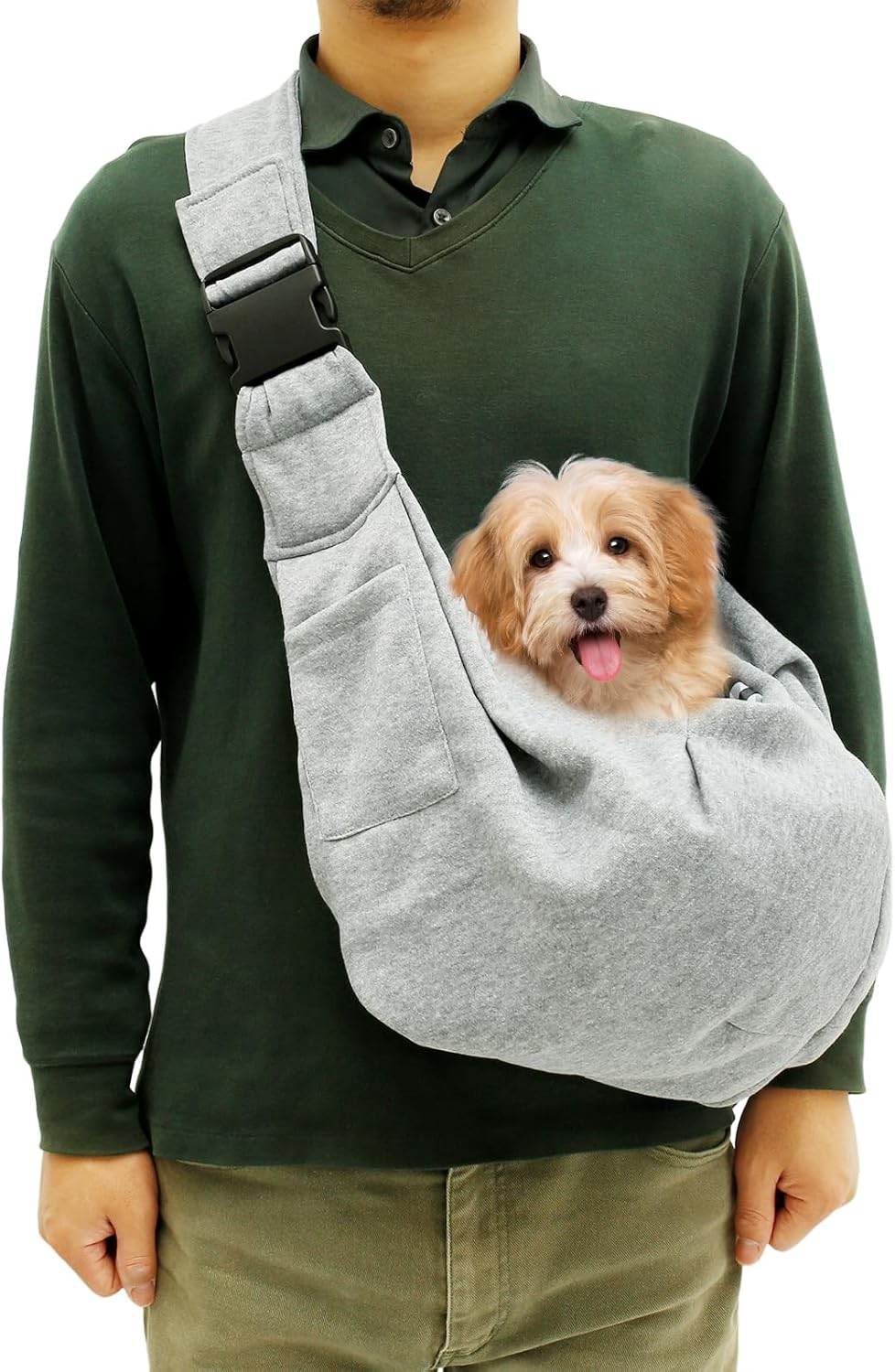 Dog Sling Carrier Pet Sling Carrier with Adjustable Strap Dog Sling Carrier Bag with Front Pocket Breathable Pet Carrier Bag for Puppy Small Dog Cat Hands Free Pet Carrier Sling Bag for Outdoor Travel image number 1
