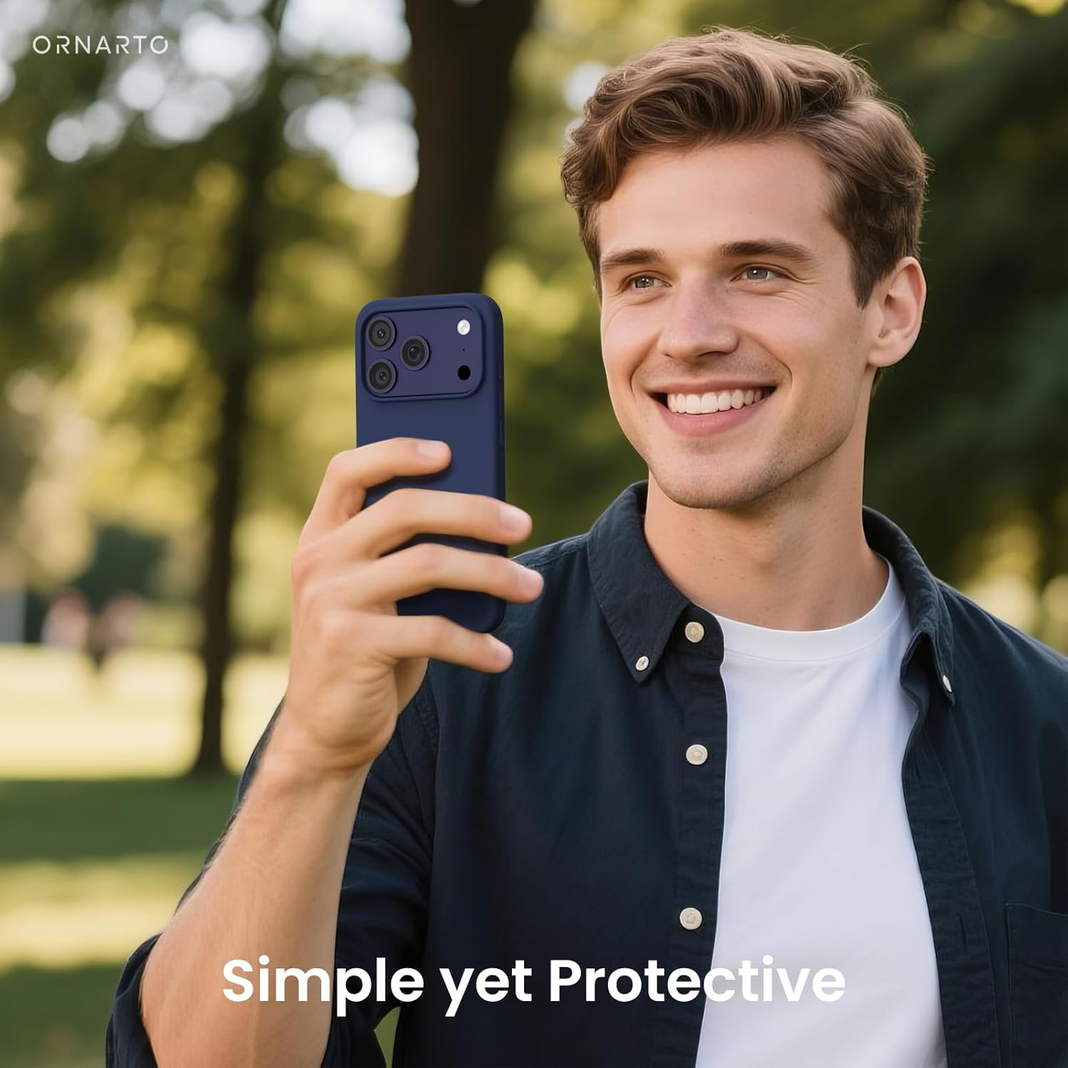 ORNARTO Compatible with Iphone 17 Pro Case 6.3", Slim Liquid Silicone 4 Layers Full Covered Soft Gel Rubber Shockproof Cover, Protective Phone Case for Iphone 17 Pro-Navy Blue - Light Gray image number 7