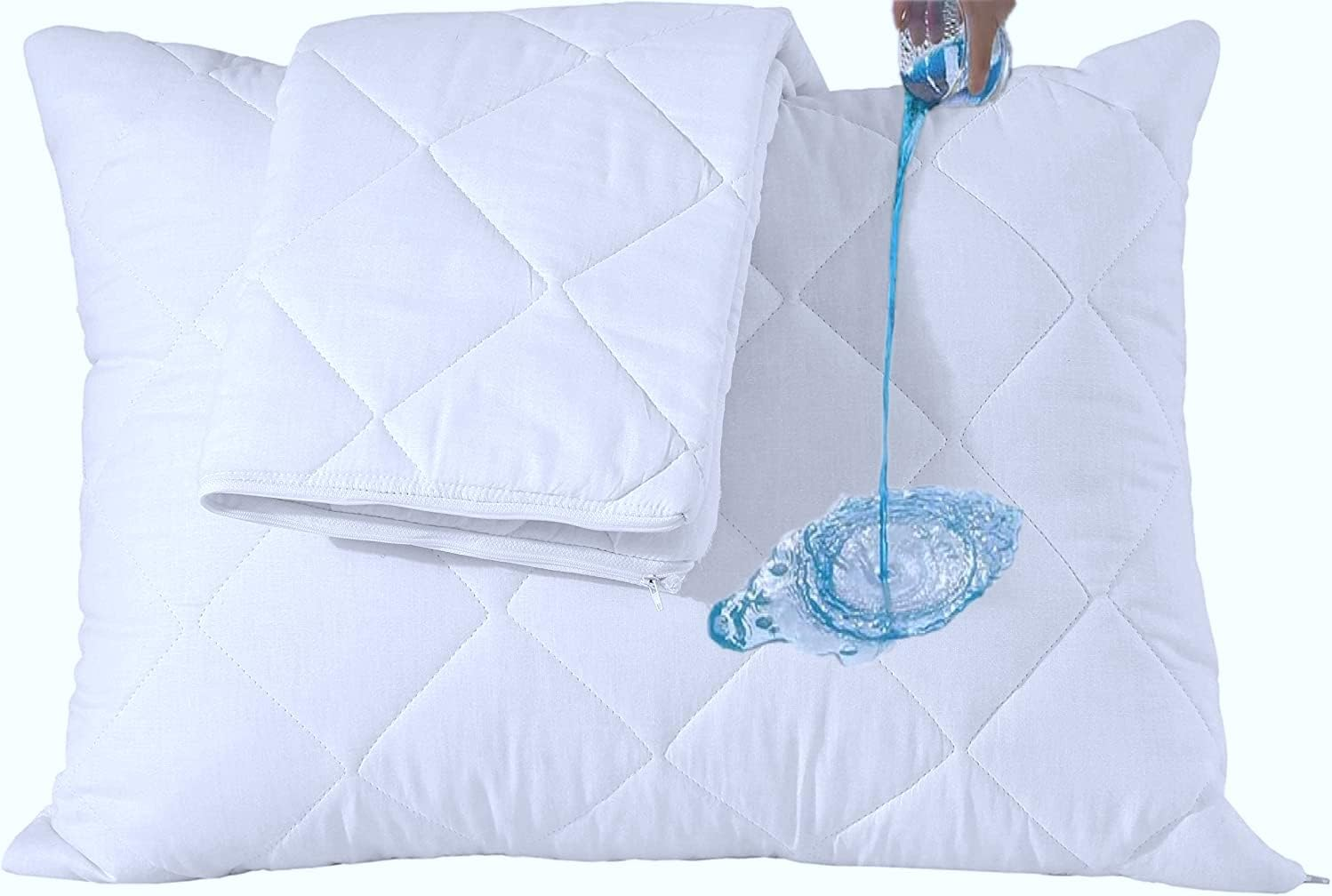Niagara Sleep Solution Waterproof Jersey Pillow Protectors, Cotton, White, Quilted Pair Standard image number 3