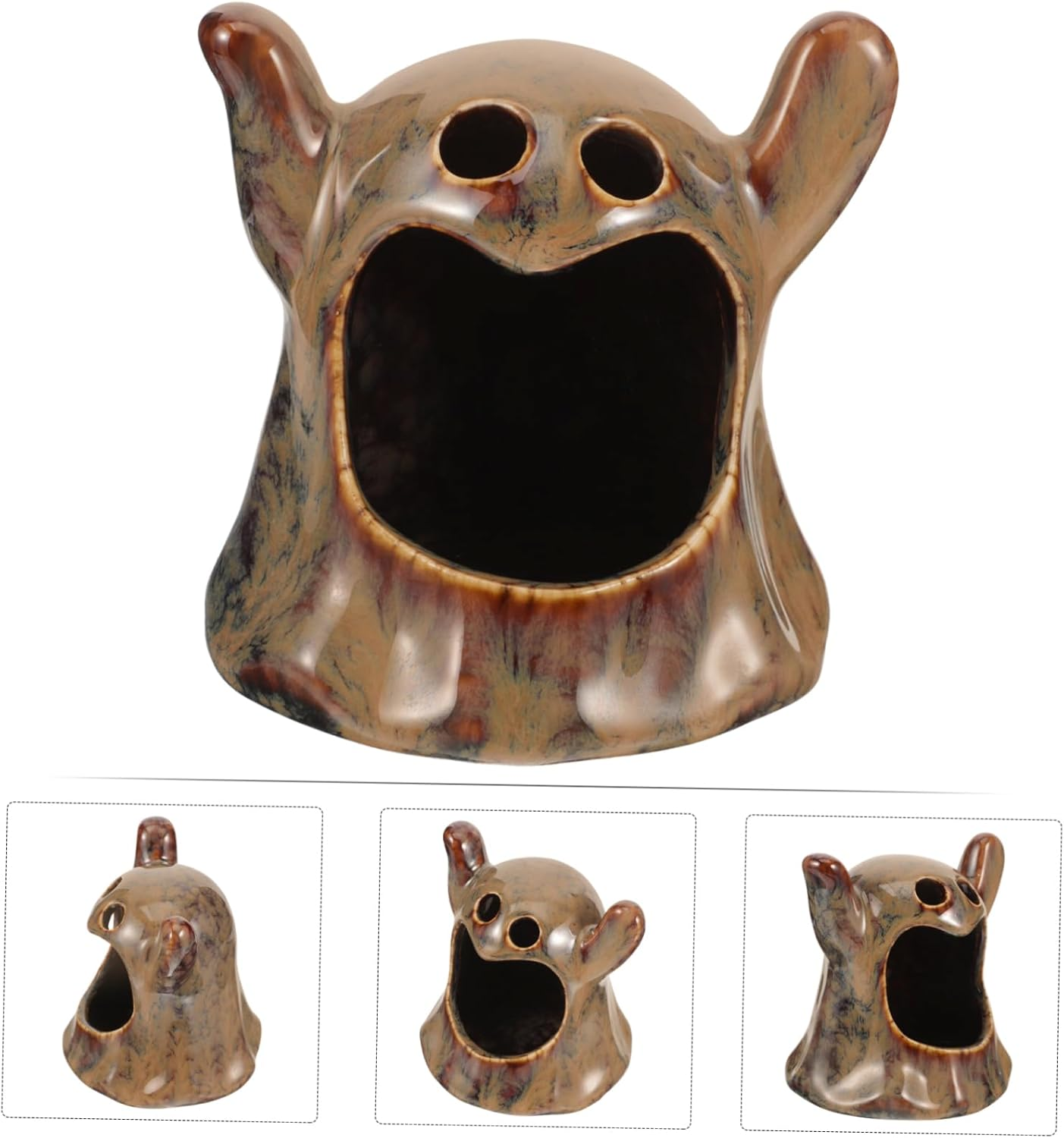 CORHAD Halloween Ghost Shape Ceramic Candle Holder for Tealights Unique Decorative Accent for Home Office and Party Settings for Spooky Festivities image number 4