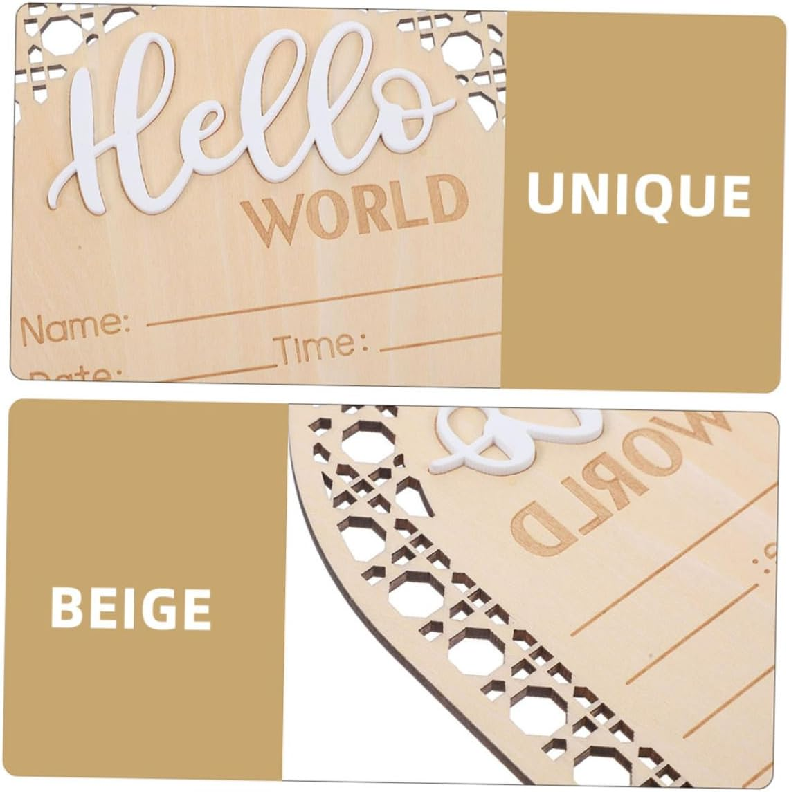 4Pcs Wooden Baby Announcement Sign Rustic Welcome Name Plate for Newborns Birth Photo Prop for Nursery and Hospital image number 4