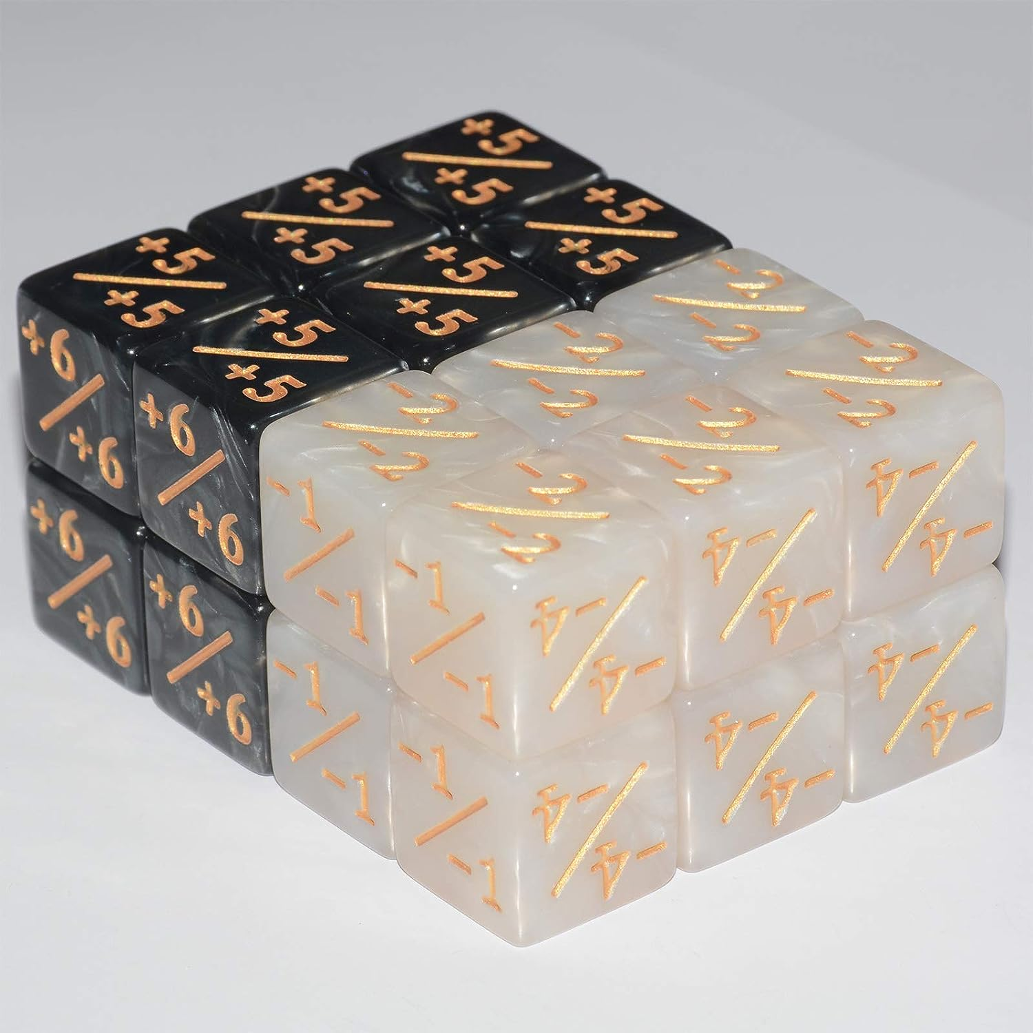 Six Sided Dice Set, 24Pieces Marbling Counter Dice Token Dice Tracking Counter for MTG CCG Card Gaming