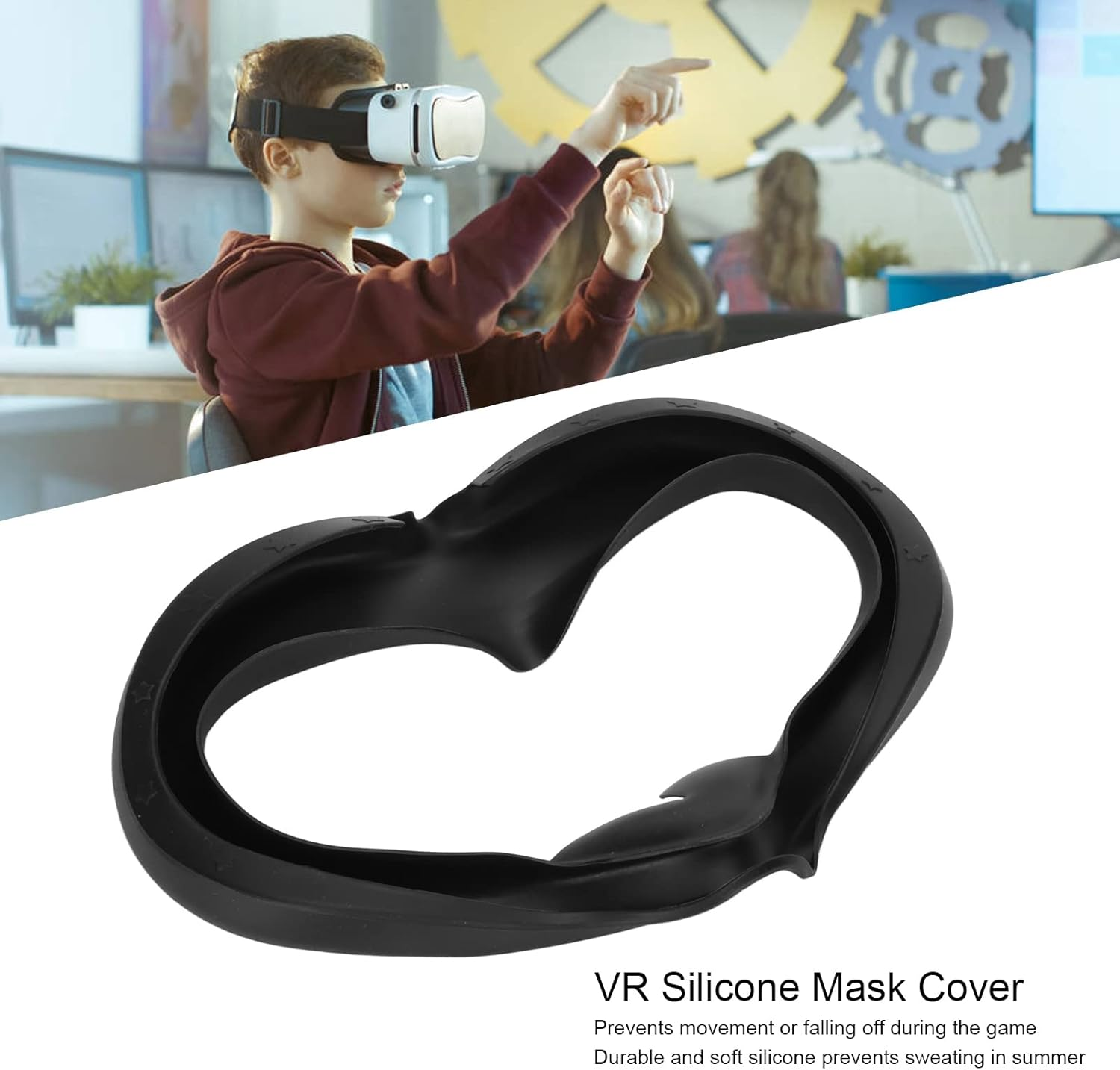 TOPINCN Standard Eye Pad VR Silicone Mask Cover for Quest 2 Washable Sweat Proof Lightproof (Black) image number 6