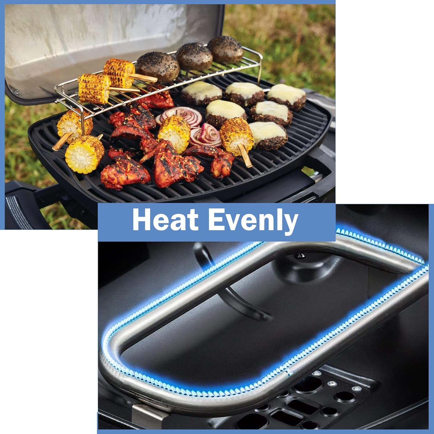 Criditpid 60040 17" Burner Tube for Weber Q100 Q120 Q1000 Q1200 Baby Q Gas Grill Parts, 304 Stainless Steel Grill Burner Replacement for Weber 386001 386002 516002 516001 50060001 51060001 69957 41657