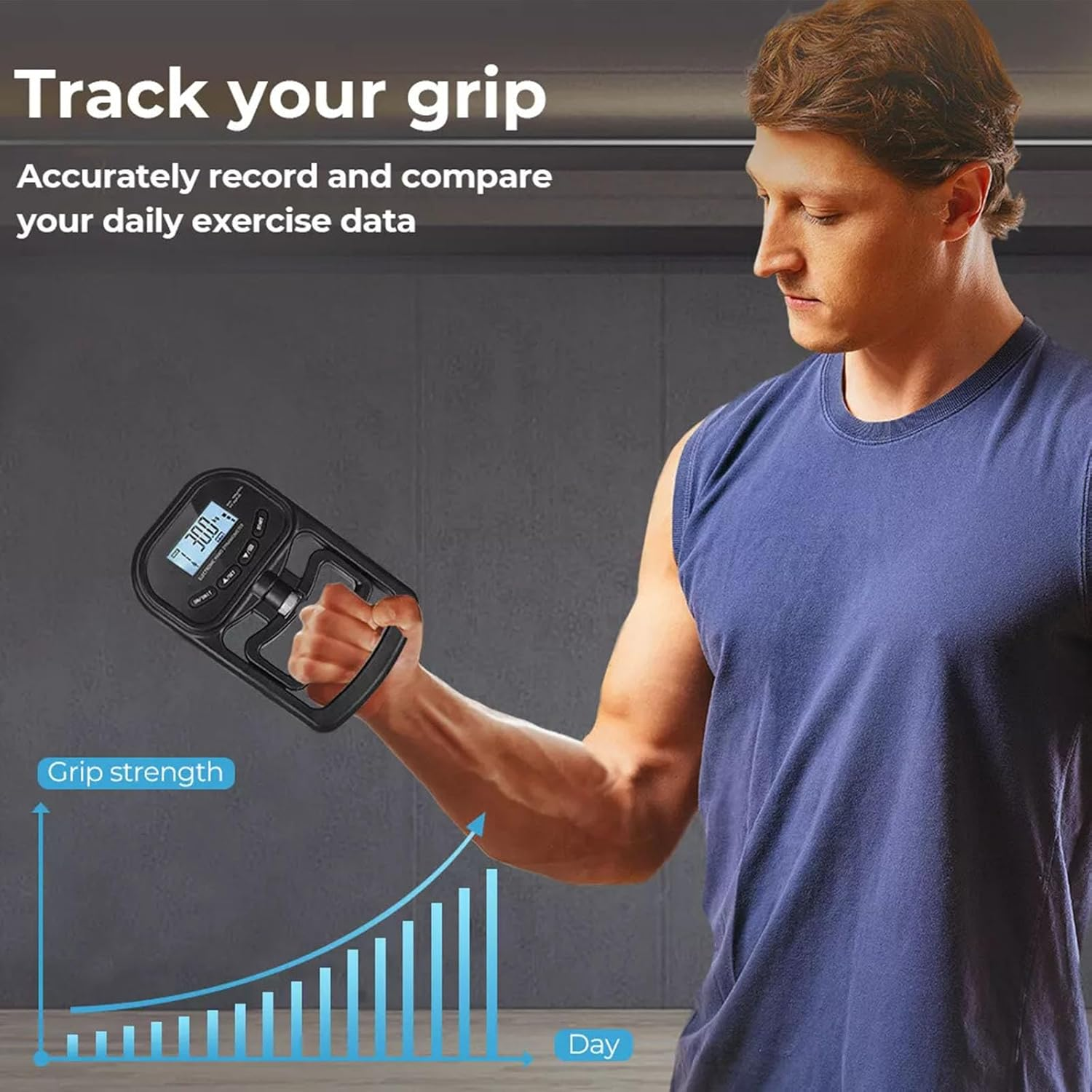 396Lbs/180Kg Grip Strength Trainer, Rechargeable Electronic Hand Dynamometer, Digital Grip Strength Tester with LCD Display, Adjustable Hand Grip Dynamometer Hand Exercisers for Strength(With Hand Grip Strengthener) image number 5