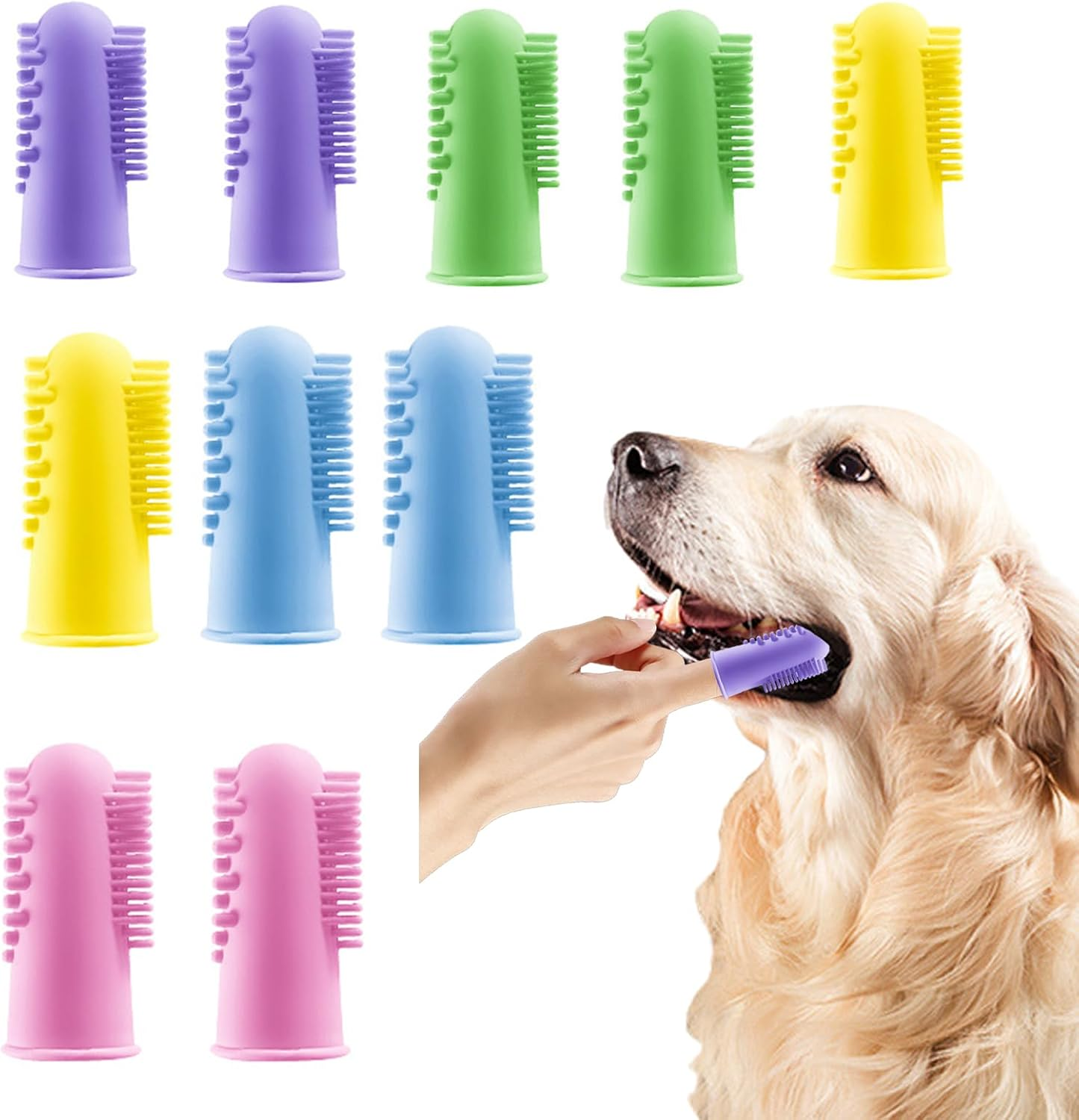KASESSS Pack of 10 Dog Silicone Dog Toothbrush Fingerling Toothbrush Dog Double-Sided Bristles Toothbrush for Dogs Cats Dogs Toothbrush for Teeth Cleaning and Dental Care image number 3