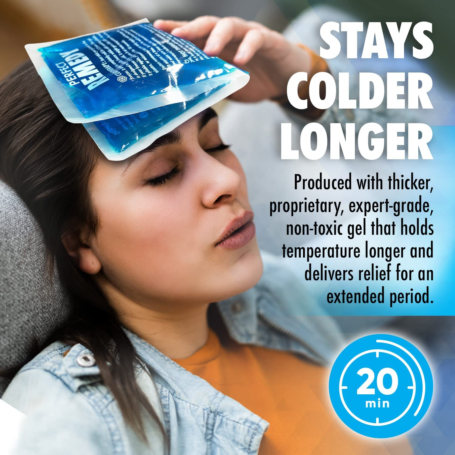 Reusable Soothing Gel Ice Pack, Ice Packs for Discomfort, Heat Pack for Hot & Cold Compress, Flexible Ice Pack (Blue) image number 2