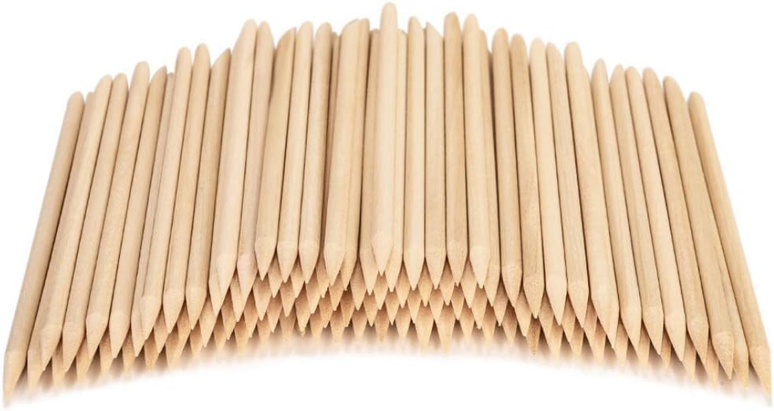 100PCS Orange Sticks for Nails - Wooden Cuticle Pusher & Remover Set - Non-Toxic, Skin-Safe - Wood Tools for Manicure & Pedicure - Disposable Set Useful for Home & Salon - Won'T Break Easily