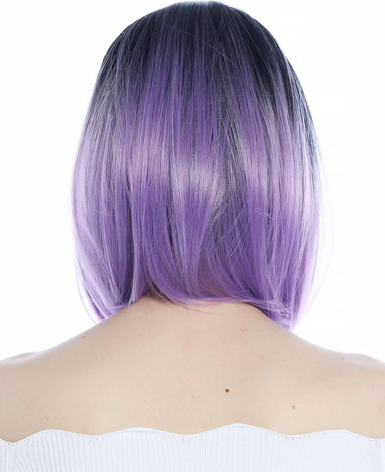 WIG ME up - SZL0700-1B/3834 Women'S Wig Short Long Bob Clavi Cut Ombre Black Purple Middle Parting image number 4