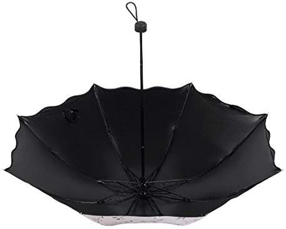 YJZQ Portable Folding Automatic Umbrella Telescopic Lightweight Compact Travel Sun Umbrellas Parasol Windproof, Rainproof & 99% UV Protection with Black Anti-Uv Coating, UPF 50+ - Archaistic Girl image number 4