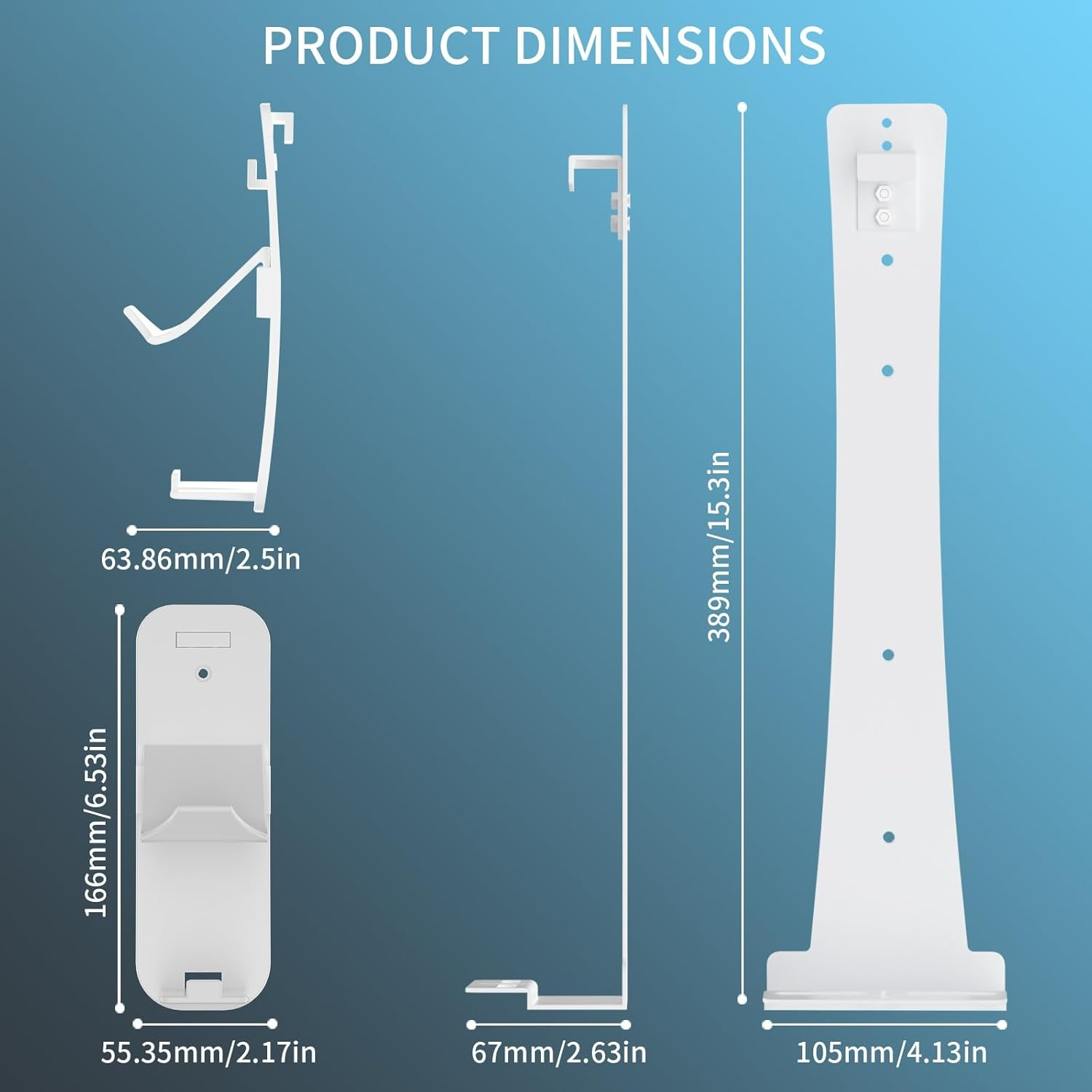 Wall Mount for PS5/ PS5 Slim/ PS5 Pro Console, Sturdy Steel Vertical Wall Mount Bracket Kit with Controller Holder & Headphone Storage Hanger for PS5 Slim Pro (White) - Black image number 3