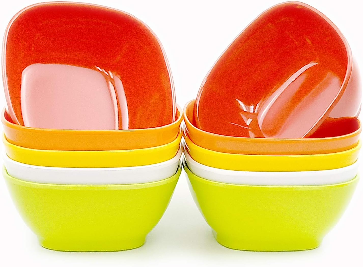 EWEIGEER 4.4-Inch Melamine Dessert Bowl Kids Plastic Bowls,Small Bowl for Ice Cream Snacks Rice Salad Soup Cereal.Set of 10(Multicolor) - Orange image number 4