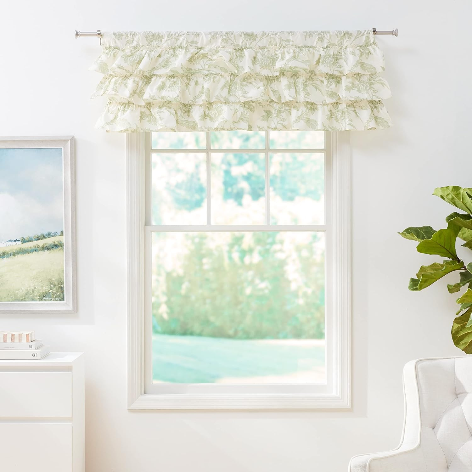 Laura Ashley Home - Cotton Pole Top Valance, Stylish & Lightweight Window Treatment for Home Decor (Natalie Sage, 50" X 18") image number 4