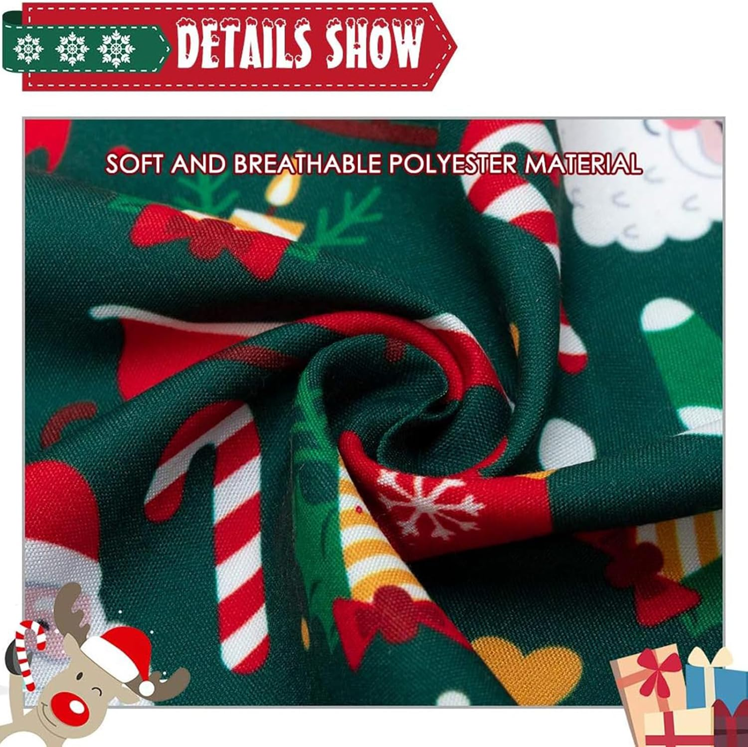 SCENEREAL Christmas Dog Bandana 4 Pack - Soft and Breathable Pet Triangle Scarf Bibs, Full of Chirstmas Element Patterns, for Dogs and Cats image number 4