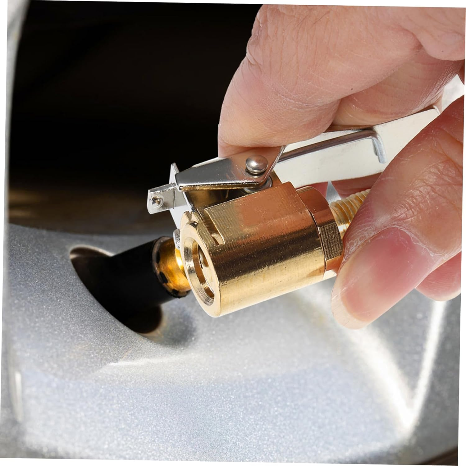 Milisten Car Inflator Pump Adapter Thread Nozzle Copper Quick Connect Lever Plug Accessory for Auto Tyre Wheels Compatible with Electric Air Pumps and Motorcycles image number 2