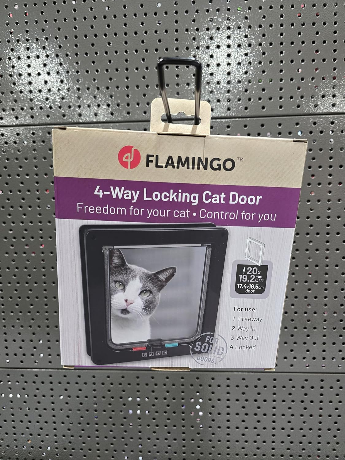 Flamingo Black Tami Cat Flap &ndash; 20 X 19.3 Cm &ndash; Easy to Assemble with Template &ndash; Sliding Knob with 4 Positions &ndash; Suitable for All Door Thicknesses