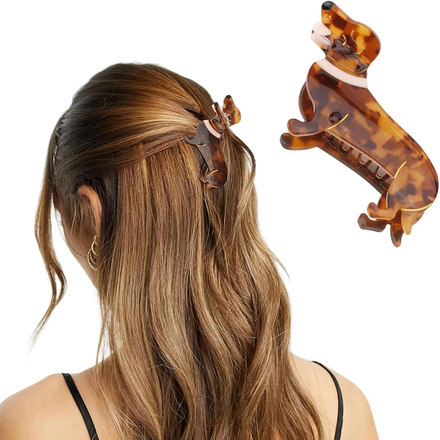Lunarcharm Hair Clips, Dachshund Hair Clip with Gift Box, Animal Hair Clips, Dachshund Hair Clip, Dog Dachshund Acetate for Girls, Cute Hair Clip Dachshund, Multicoloured, Large image number 2