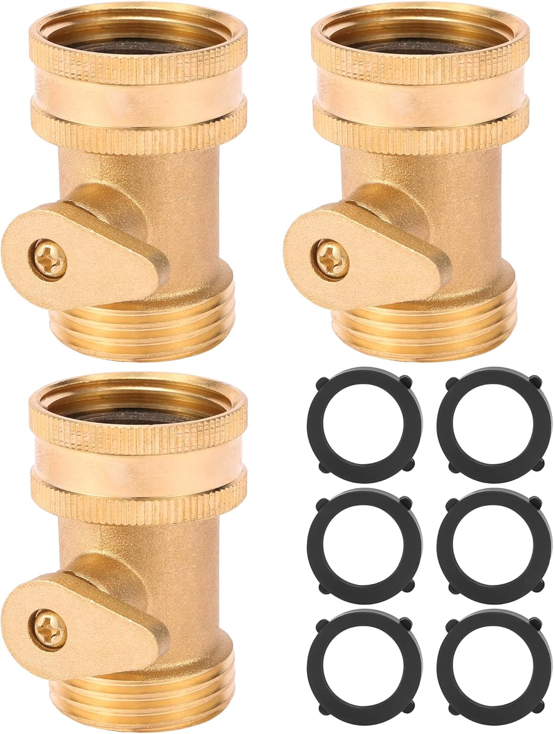 REGNHLIF 3/4" Brass Shut off Valve Garden Hose Connector image number 1
