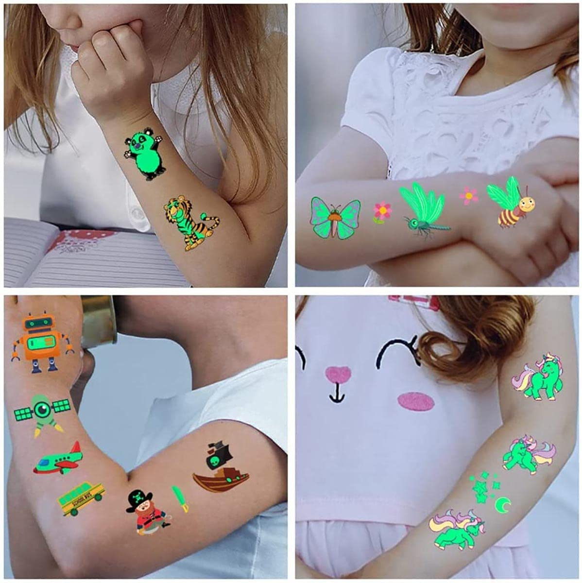 BEETIY 30 Sheets Luminous Tattoo Stickers, Glow Temporary Tattoos for Kids Waterproof Luminous Tattoo Sticker Glow Mixed Assorted image number 6