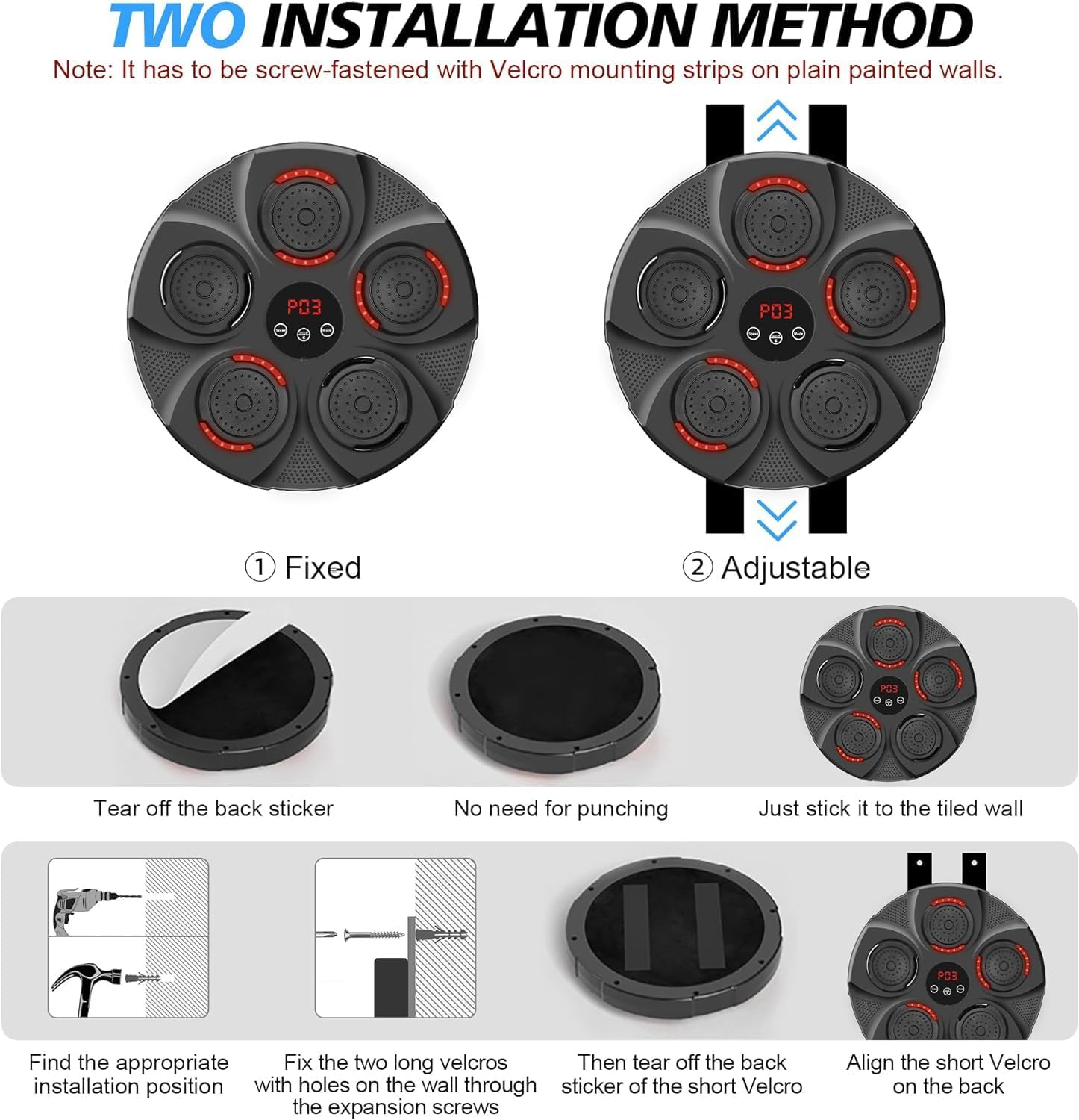 Music Boxing Machine,With LED Lighting Effect Music Boxing Machine,Rechargeable Boxing Equipment Wall Mount,For Family Parent-Child Exercise Boxing Machine (Red Light) image number 3