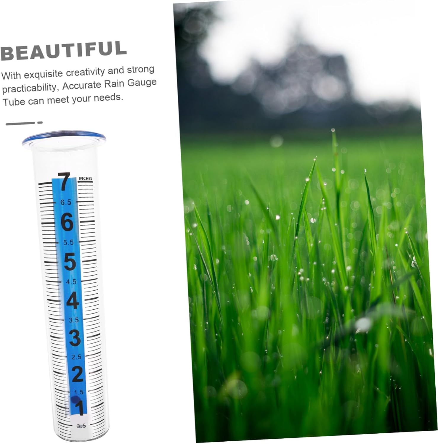 POPETPOP Transparent Plastic Rain Gauge with Design Easy-Read Outdoor Rain Measuring Tool for Garden Lawn and Farming Practical Rainfall Collector for Accurate Precipitation Measurement image number 4