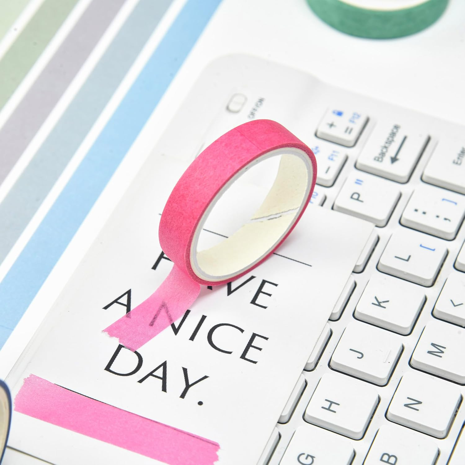 48 Rolls Solid Colors Washi Tape Pack Pastel Colored Arts Adhesive Tapes Basic Decorative Masking Tape Sets for Craft, Kids, Scrapbook, DIY, Gift Wrapping (Cool)