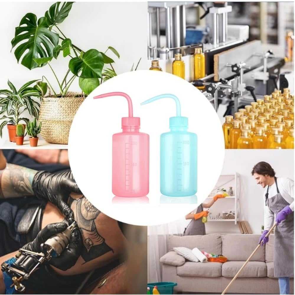 2 PCS 250Ml/8Oz Wash Bottle Watering Tools, Economy Plastic Squeeze Washing Cleaning Bottle with Narrow Mouth Scale Labels for Succulent Irrigation