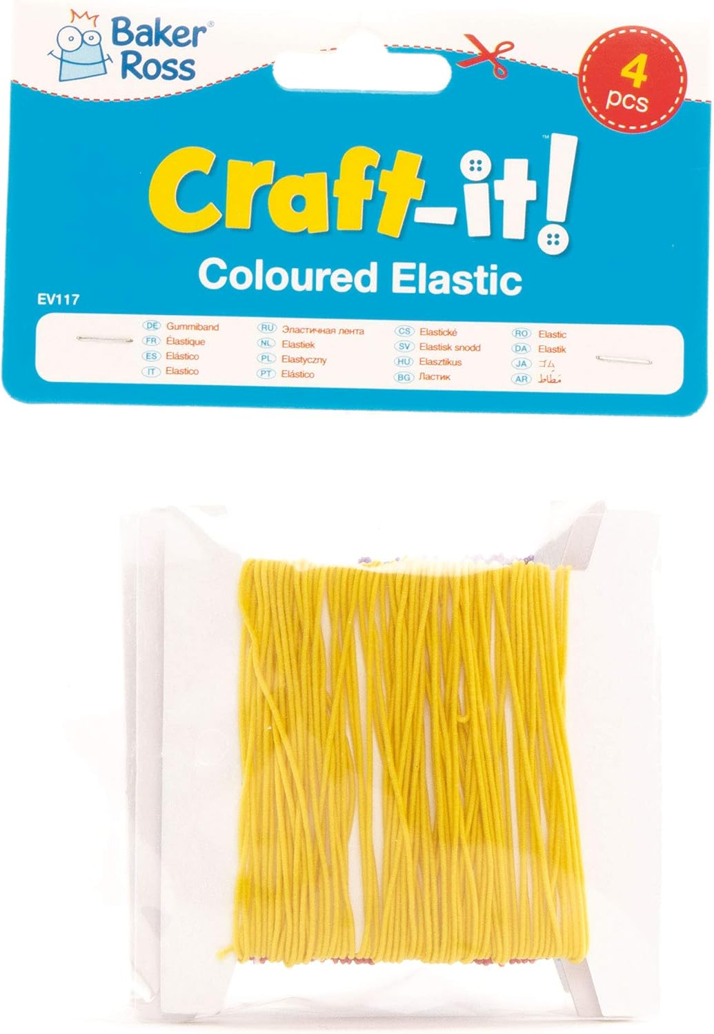 Baker Ross Coloured Elastic (Pack of 4) for Kids Arts and Crafts image number 3