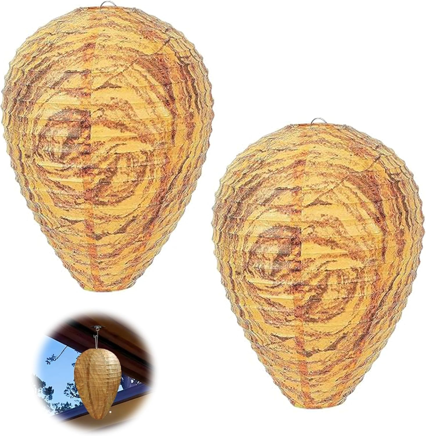 2 Pcs Wasp Nest Decoy,Outdoor Decoration Simulation Wasp Nest Decoration Pendant,Hanging Fake Wasp Nest Hornet Repellent Trap,Deterrence Wasps Stay Away from Wasps Decor for Home and Garden image number 5