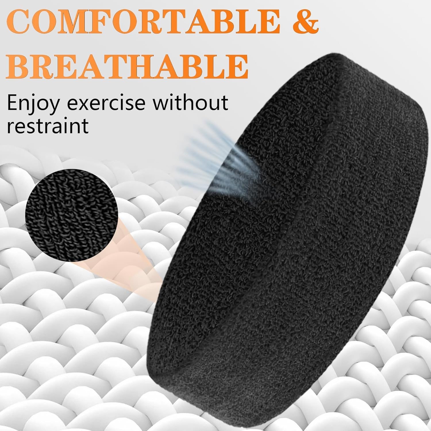 IMAGERIO 4 Pack Sweatbands Sports Headband for Men and Women, Moisture Wicking Athletic Workout Headband for Running, Tennis, Basketball, Yoga, Gym Stretchy Unisex Sweatband image number 5