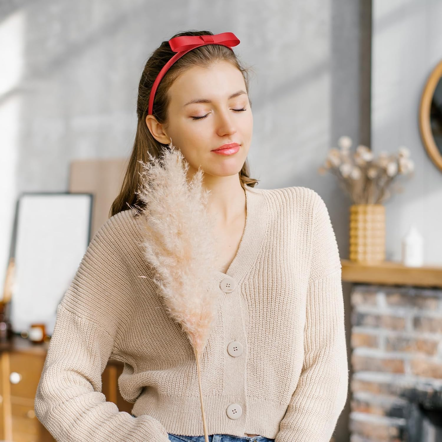 Red Bow Headband for Girls Women, Cute Hair Bow Knotted Hair Hoop, World Book Day Party Cosplay Costume Accessories for Matilda image number 5