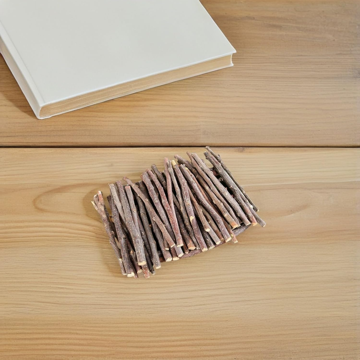 VICASKY Apple Sticks Small Chew Natural Teeth Grinding Treats for Rabbits Hamsters Guinea Pigs Squirrels Chinchillas Portable Wooden Molar Chew Snack for Small Pets