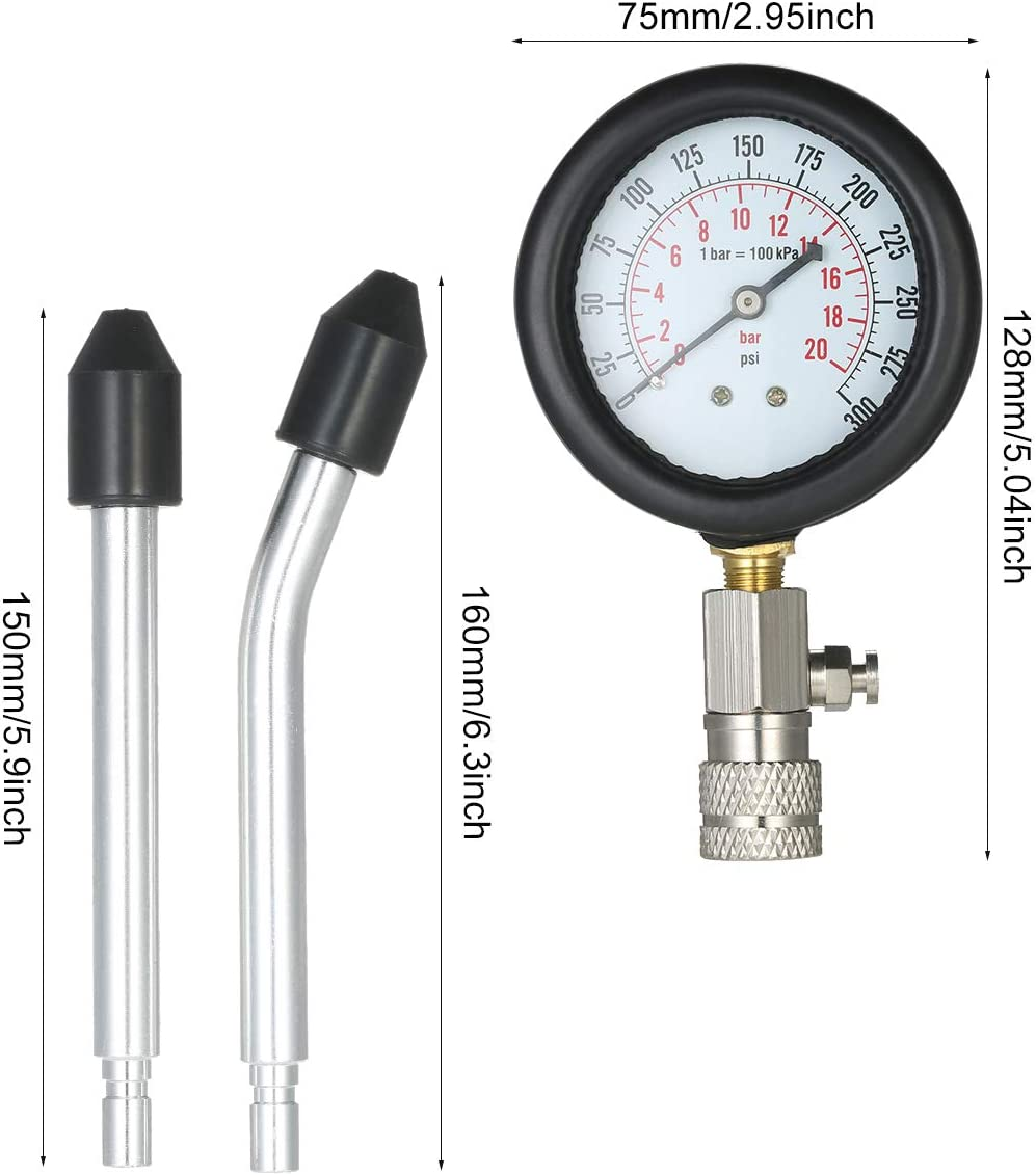 Threeh 8 Pcs Gasoline Engine Compression Tester Petrol Gas Engine Cylinder Automobile Pressure Gauge Tester Automotive Test Kit MA02A image number 5