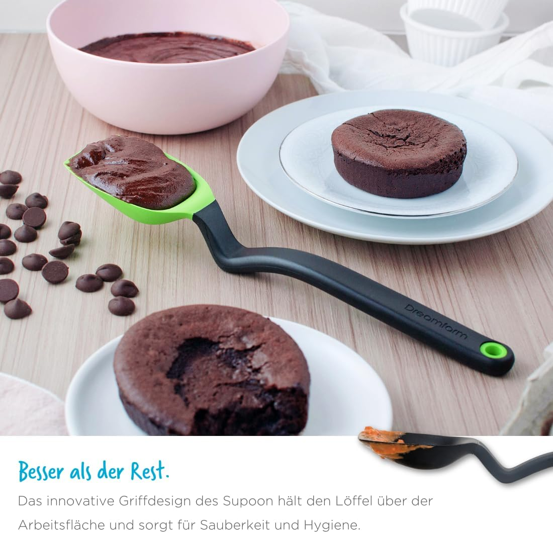 Dreamfarm Supoon Non-Stick Sit-Up Silicone Scraping, Serving, Cooking Spoon Measures 5Ml Tsp & 15Ml Tbsp - 11" Dreamfarm Blue - Dreamfarm Blue image number 2