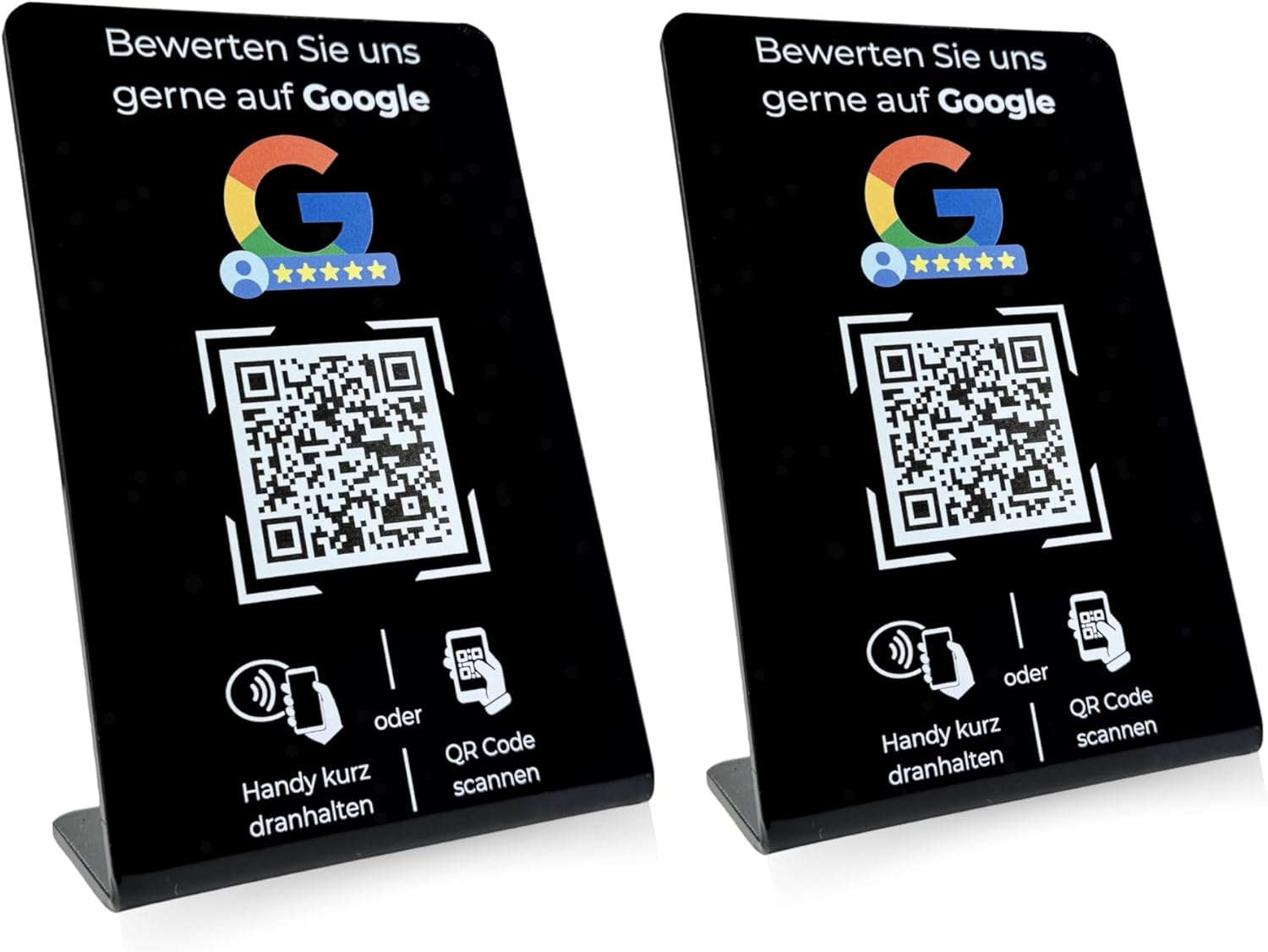 Stand/Sign for Google Reviews with QR Code and NFC (16.5 X 10.5 Cm - Pack of 2 Black) image number 1