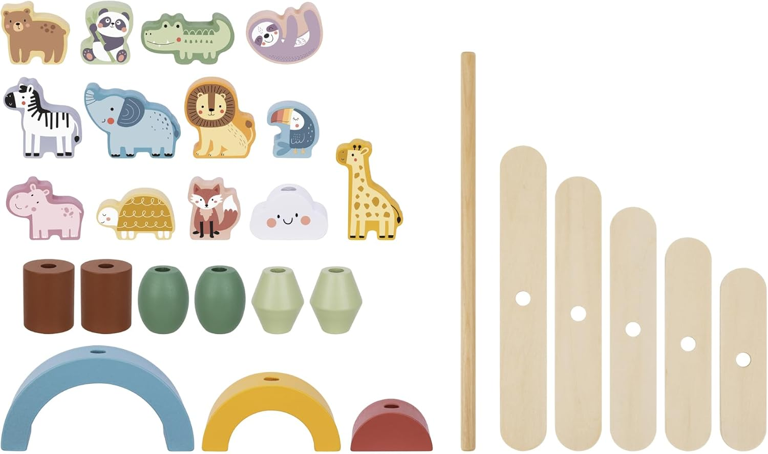 Tooky Toy My Forest Friends Stacking Animals | FSC Certified Wooden Balancing & Lacing Game | Fine Motor Skill Toy for Toddlers & Kids | Child-Safe Non-Toxic Paint | Ages 3+ | Imaginative Play Set image number 5