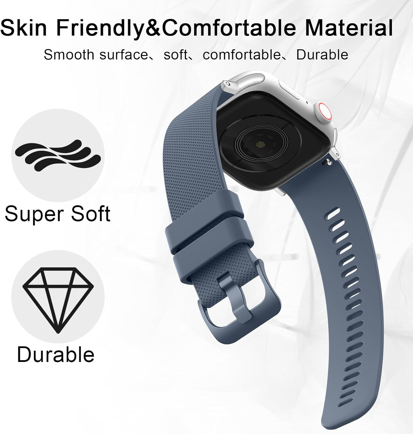 Leonids Silicone Bands for Apple Watch Band 44Mm 46Mm 45Mm 42Mm 49Mm for Women Men, Soft Adjustable Wristband Strap for Iwatch Ultra Series 10 9 8 7 6 5 4 3 2 1 SE image number 3